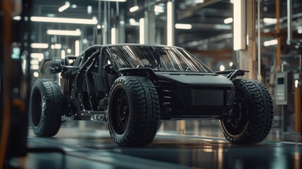 Black Off-Road Vehicle in a Factory