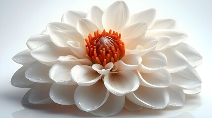 A delicate white flower with red core,  showcasing its soft petals.