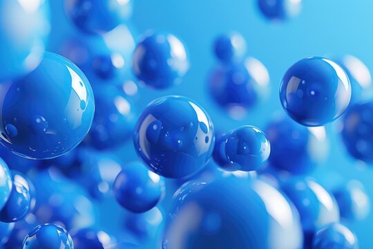 Abstract 3D Rendering background with blue bouncing balls.