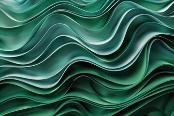 Green color strip wave paper line. Abstract texture black horizontal copy space background.