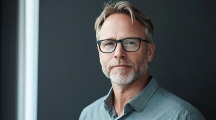 Poster - Confident Businessman Portrait in Gray Attire