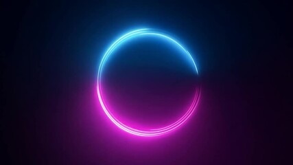Poster - Bright neon circle is forming, drawing itself on a black background. Great visual to illustrate loading, buffering, waiting time or a countdown