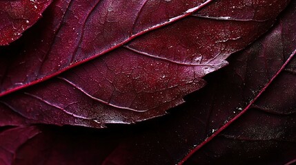 Sticker -   A close-up of a purple leaf, adorned with water droplets on the leaves