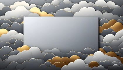 Wall Mural - stylish cloud background with a golden text frame for professional use