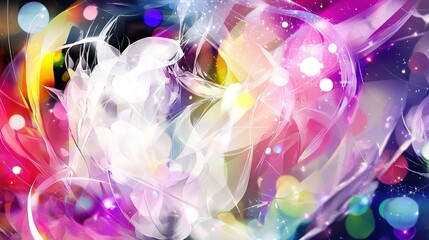 Poster -   A multicolored abstract background with a white bear centered, or a black background with a white bear in the center