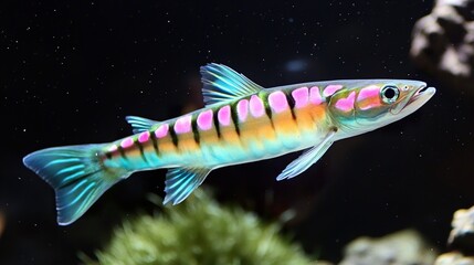 Poster - Vibrant Tropical Fish with Pink Stripes and Spots