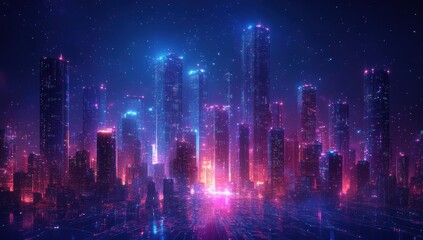 Canvas Print - Neon Cityscape