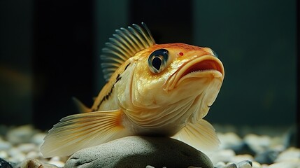 Wall Mural - Close-Up of a Curious Goldfish in an Aquarium