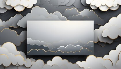 Wall Mural - modern cloud frame with soft gray tones and golden details