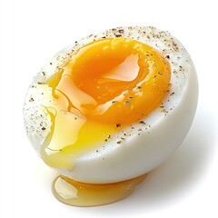 Wall Mural -   A close-up of an egg, with a well-centered yolk, on a pure white backdrop