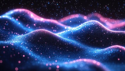 Canvas Print - Abstract Blue and Pink Glowing Particles