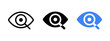 © Chelpanoff - Preview icon. Search tool button. Discover more symbol. Eye and magnifying glass vector illustration. Eyesight concept. Ophthalmologist logo. Analytics or analysis icon. Enlarge or zoom button.