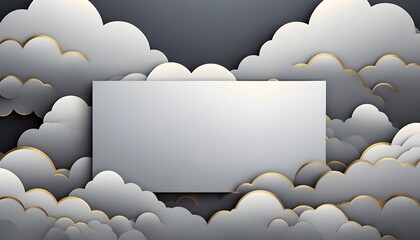 Wall Mural - soft gray cloud background with gold text frame for professional designs