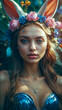 © Artist Evolve  - Women In A Bunny Outfit Surround By Flowers