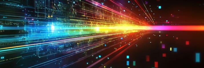 prism separating light into different colored wavelengths with digital circuitry