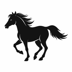 A wild horse running free silhouette vector illustration on white background