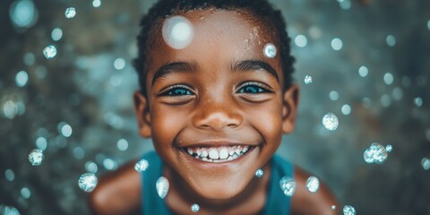 Wall Mural - a young girl smiles at the camera