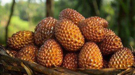 Salak, known as Snake fruit, is a Southeast Asian palm tree native to Java and Sumatra. It is characterized by its scaly skin and sweet, aromatic flesh. Salak, a famous exotic fruit from Thailand