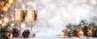 © Georgii - Festive New Year's Eve party scene with champagne glasses, sparklers, and holiday decorations in a winter wonderland setting