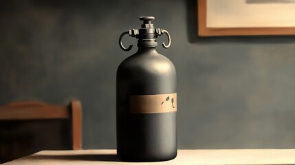 Sticker - Vintage Metal Bottle Still Life Photography