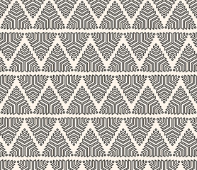 Wall Mural - Vector abstract geometric pattern with triangle shapes, arrows, pyramids, zigzag, chevron, stripes. Simple black and white texture. Stylish ornament background. Monochrome repeating geo design