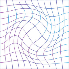 Wall Mural - neon blue grid with warp effect. cyber wave