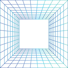 Wall Mural - warp tunnel in cyberpunk wireframe style. futuristic tech