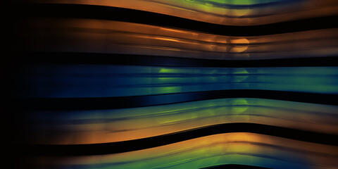 Aufkleber - Abstract background with horizontal, wave-like bands of orange, blue, and green, creating smooth, flowing effect for web design, presentations.