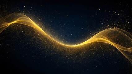 Aufkleber - Abstract digital artwork textured illustration featuring a flowing, wave like pattern with smooth, curved lines consists of golden yellow and dark blue hues, creating a dynamic contrast against a blac