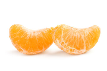 Sticker - Fresh tangerine segments on white background