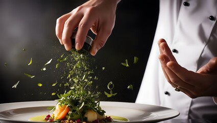 Wall Mural - Anonymous person enjoying a delicious plate. food delivery in restaurant. Containers with everyday meals