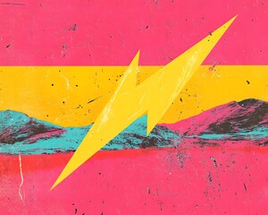 Poster - vibrant abstract design featuring a bold lightning bolt against a colorful background, ideal for ene