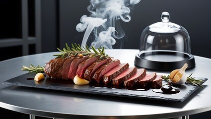 Wall Mural - dish being prepared in a high-end restaurant kitchen. English style in the luxurious hotel or country estate,