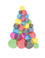 Wall Mural - Christmas tree abstraction made of circles.  hand drawing. Not AI, Vector illustrations.