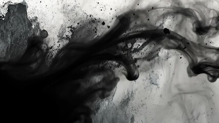 Wall Mural - black ink swirls and spreads through water, creating an abstract pattern