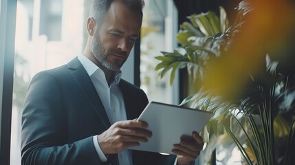 Poster - Young Businessman Engaged with Fintech Applications
