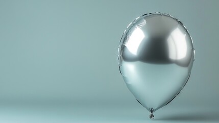 Sticker -   A silver balloon floats against a light blue background