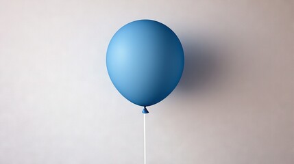 Canvas Print -   A blue balloon, connected by a white string, hangs from the wall by another string