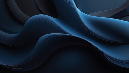 Aufkleber - Abstract digital artwork featuring a series of smooth, flowing curves and waves in varying shades of blue and black 