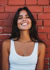 Wall Mural - Portrait laughing necklace smile.