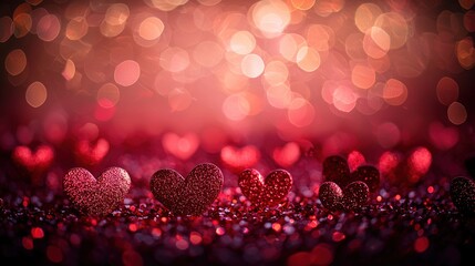 Canvas Print -   Group of hearts in pink-red field on red-pink backdrop