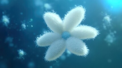 Wall Mural - abstract white flower in blue - 3d digital art