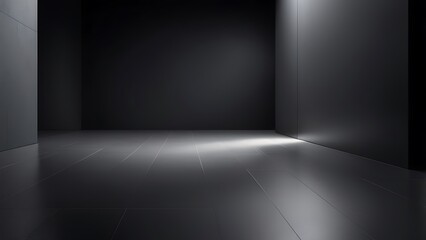 Aufkleber - illustration digital interior design of a full black blank room with dark theme with lights on the r
