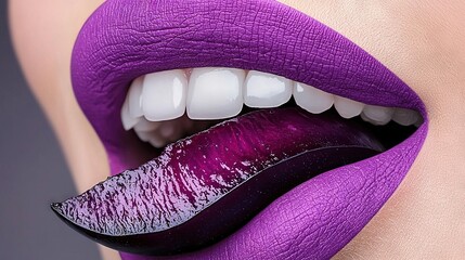 Wall Mural -  purple lips and white tongue