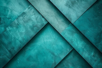 Poster - This artwork features intricate geometric patterns formed by layered teal and turquoise textures. The interplay of shapes and shades creates an appealing visual depth and richness.