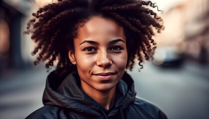 Wall Mural - Confident and Stylish African Woman Amidst Urban Vibes