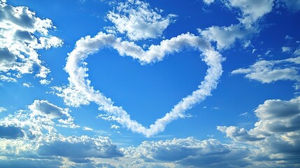 Canvas Print -   Heart-shaped cloud in a blue sky with a few heart-shaped clouds