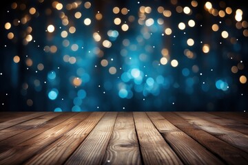 Sticker - Bokeh blue background wood backgrounds christmas.