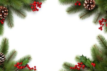 Wall Mural - Frame border fir leaf christmas decoration backgrounds plant tree.