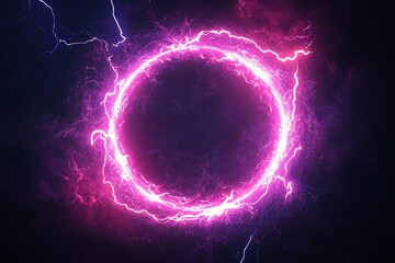 Wall Mural - A glowing circle of pink and purple electric energy.